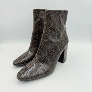 ZARA ANIMAL EMBOSSED WIDE HEELED‎ ANKLE BOOTS 37/6.5